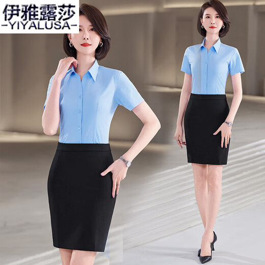 Iyalusa Business-Hemden für Damen und Herren, kurzärmelige Hemden mit V-Ausschnitt, Sommer, bügelfreie Bambusfaser, Business, formelle Gruppenarbeitskleidung 698, schwarze Kurzarmhemden für Damen mit V-Ausschnitt 3XL