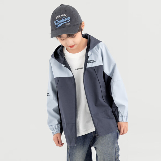 Duojia Boys' Jackets 2025 Spring and Autumn Outdoor Contrast Color Jackets Soft Shell Children's Loose and Crisp Hooded Windproof Tops