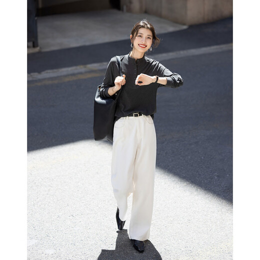 Demana 220G liter warm ginger velvet winter warm round neck button half placket solid color splicing women's T-shirt