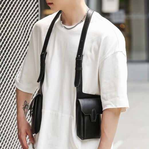 Yunpo trendy brand multifunctional tactical functional vest bag men's cycling vest bag Japanese multi-pocket workwear hip-hop chest bag black
