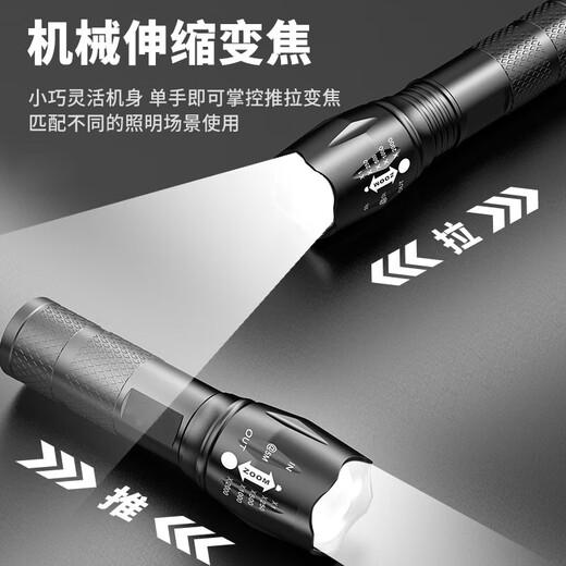 High-light zoom telescopic lighting night light long-range small double light source rechargeable emergency outdoor camping long-life lighting luxury model high brightness 300 mAh