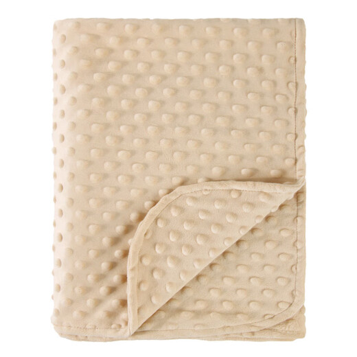 Newborn Bean Velvet Soothing Blanket Baby Double-layered Edged Pressed Foam Blanket Baby Cover Blanket Solid Color Quilt B146-White 80*100CM