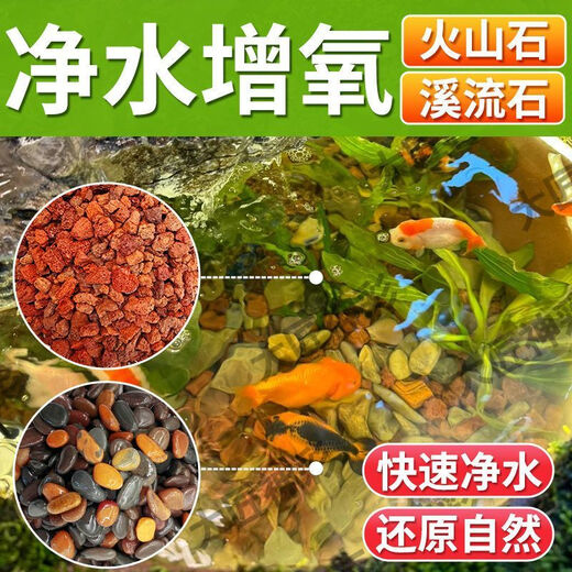 Natural volcanic stone stream stone fish tank decoration package natural native aquatic landscaping bottom sand special stone large grain 5Jin Jin equals 0.5kg volcanic stone + 10Jin Jin equals 0.5kg stream stone king fried combination ancient method of fish farming stabilizes water quality without changing water