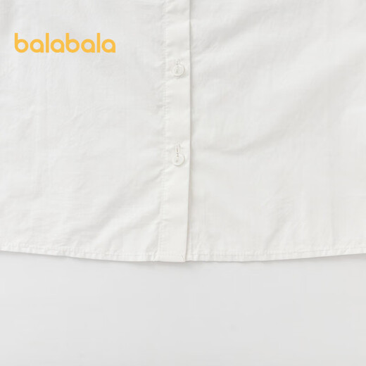 Balabala children's clothing girls long-sleeved shirt autumn pure cotton white shirt loose original white 10101-201324102005 90