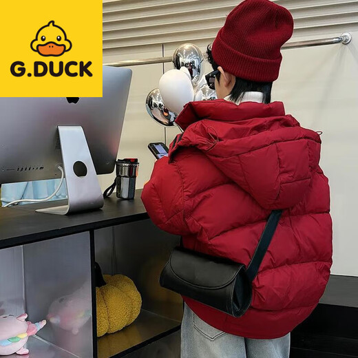 G.duck Boys' Winter Cotton Clothes 2025 New Zodiac Year Thickened Red Cotton Clothes Large Children's Cotton Jackets Spring Autumn and Winter Jackets Red 120 cm