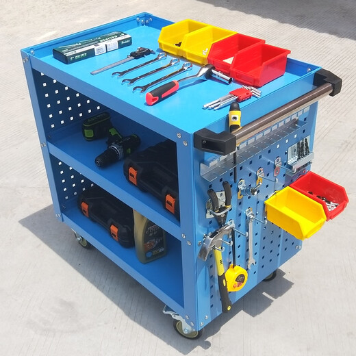 OUOETY heavy-duty tool cart fitter thickening repair auto repair trolley three-layer mobile multi-functional double-layer hanging plate parts cart ZXGJC02