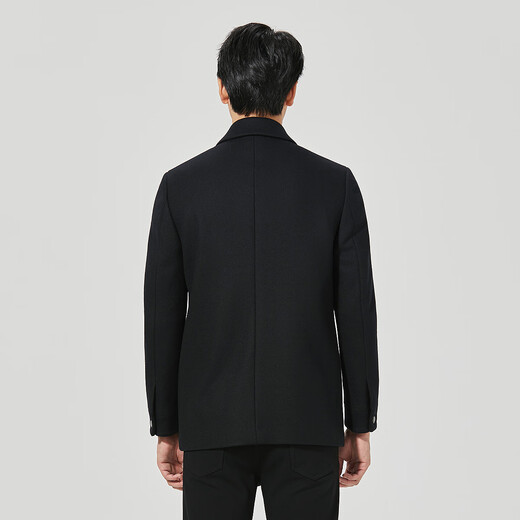Lilan Men's Wool Coat Men's Medium Long Lapel Sheep Wool Coat Winter Warm Business Men's Coat Black (24DYR2011Y) XL 175/92A