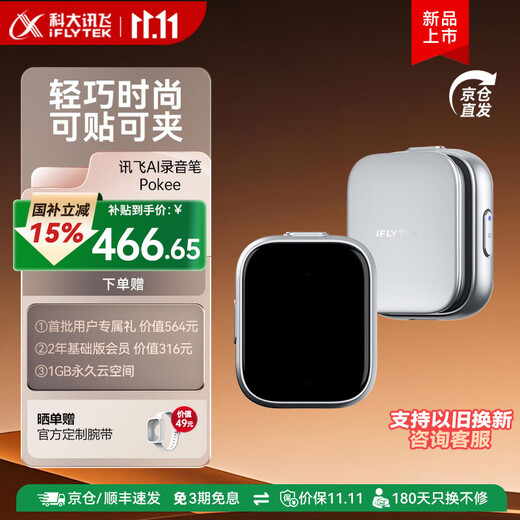 IFLYTEK AI Recording Pen Pokee/Pokee SE Multi-language recording, transcription and translation Portable magnetic back clip Fast charging 85 days long standby Student/conference New product AI recording pen Pokee