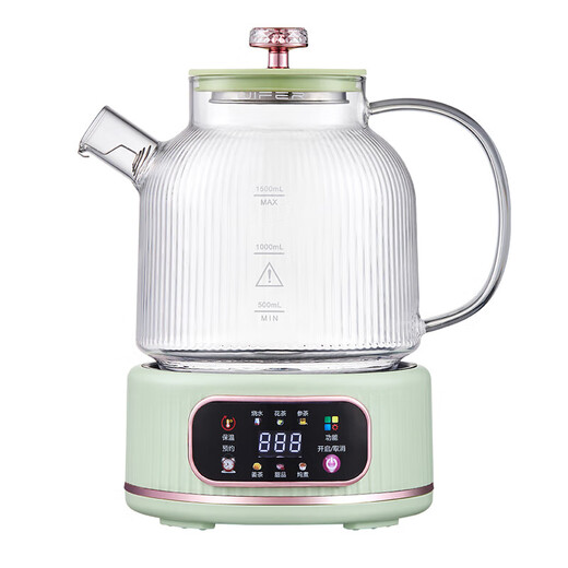 Health pot all-glass stew all-in-one kettle mini household thermostatic kettle tea maker electric kettle electric ceramic stove turquoise 1.5L no tea leakage/12H intelligent heat preservation