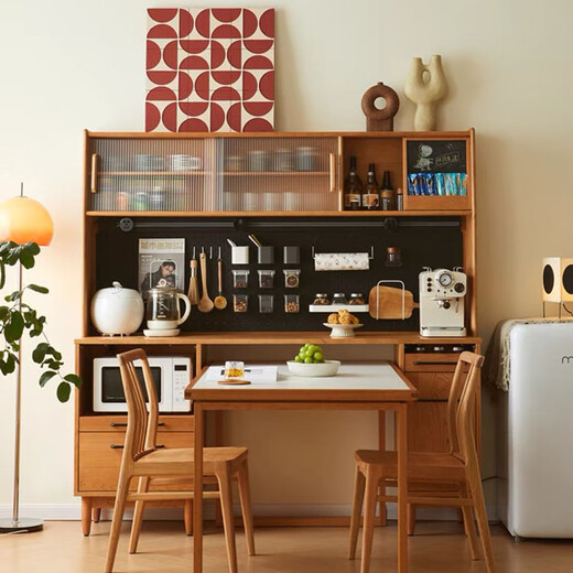 Shenbaoge Nordic solid wood sideboard integrated tea cabinet dining table high cabinet with hole board kitchen storage cabinet cabinet cherry wood whole cabinet 1.8 boxwood