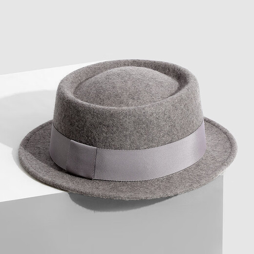 Lee dprre French hat for women autumn and winter concave top flat brim woolen flat brim small brim British elegant casual hat wool felt hat retro black adjustable