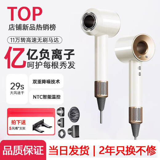 Laifen Yuexiang Series Hair Dryer High Power Household Silent Negative Ion Hair Care Hair Dryer Bladeless High Speed Hair Dryer Ceramic White-Five Nozzles Billion-Level Moisturizing Negative Ions Constant Temperature Hair Care