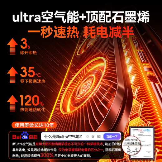 Quanwei 42 C graphene丨New energy-saving heater heater household electric heater fast heating electric heating large area whole house heating 50 square meters bathroom baby living room strong electricity saving fast heating whole house type whole house fast heating 35 C丨beyond level 1 energy efficiency as low as 0.2 yuan per hour丨waterproof and anti-scalding丨German export quality丨2025