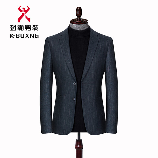 Jinba Wool Suit 2025 Autumn and Winter Men's Business Casual Middle-aged Versatile Wool Single Suit Jacket Blue Gray Stripes L 175/92A