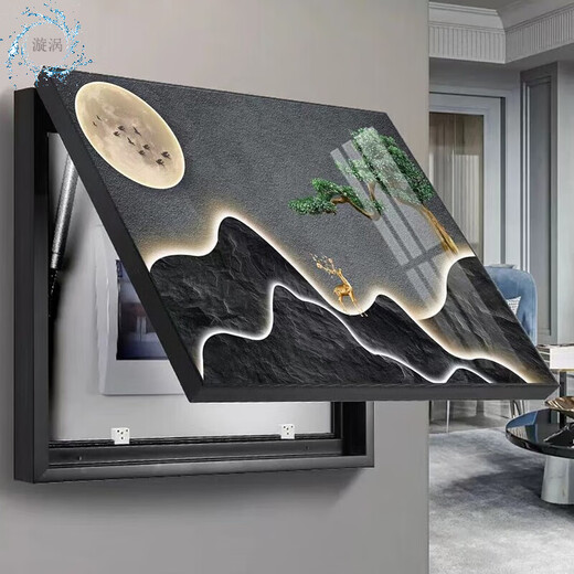 Weak current box cover replacement and transformation modern light luxury meter box decorative painting without punching art simple living room hanging painting blocking box electric switch wall painting A4-Fuguijiahe 40*30 can accommodate 32*22 (top-up type)