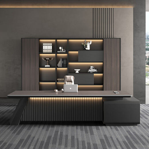 Henghan boss desk comfortable and high-end office manager desk and chair combination simple modern executive desk furniture desktop rounded corner standard 2.0 meter boss desk