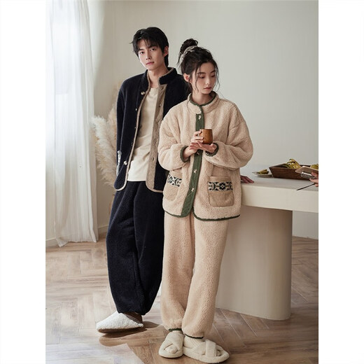 GPHF Japanese winter couple pajamas coral velvet plus velvet thickening casual wearable warm men's home clothes women's suit F248995 men's style-F248996 women's style L Female height 160-168cm, weight 105-120Jin Jin equals 0.5 kg