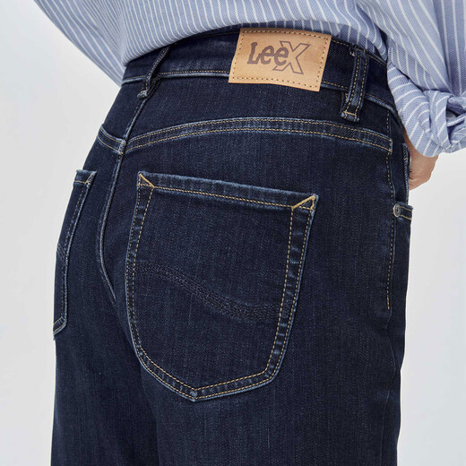 Lee25 autumn and winter new product 429 standard straight leg brushed dark blue women's warm jeans dark blue 26