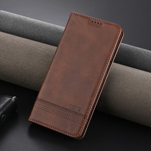 Jioxiang Magnetic Flip Cowgrain Leather Case Suitable for Honor 400Pro Mobile Phone Case Business All-inclusive Anti-fall Brown Honor 400Pro