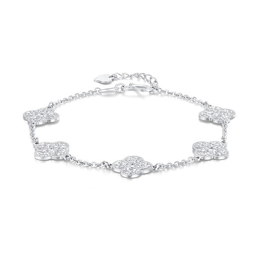 Mengjinyuan platinum bracelet for women PT950 crushed ice four-leaf clover bracelet lucky five flowers as a birthday gift for girlfriend