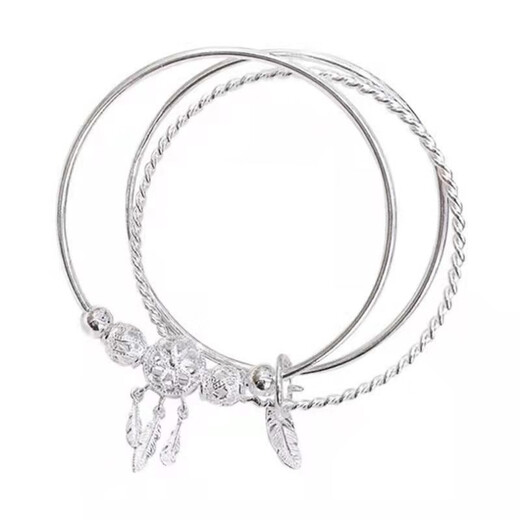 KZD Old Phoenix 999 Pure Silver Dream Catcher Silver Print Bracelet Female Forest Retro Sterling Silver Bracelet Bracelet Versatile Bracelet Dream Catcher Silver Plated Thickening