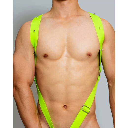 DMD.M Belt Jumpsuit Ring Men's Underwear Sexy Elastic Sexy Temptation Personalized Metal Thong White One Size