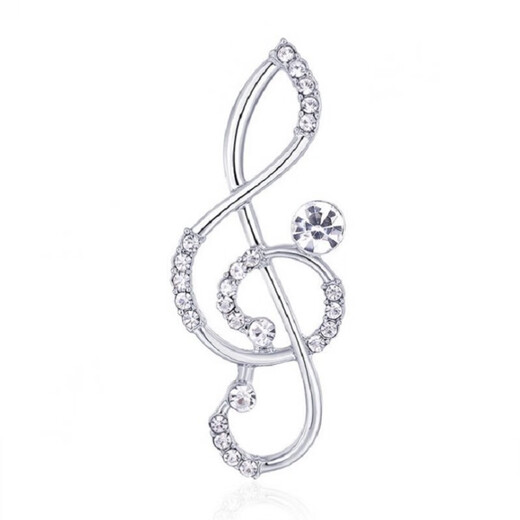 Diamond-encrusted musical note fashion brooch anti-exposure corsage brooch music symbol simple and versatile clothing accessories surround musical note-silver