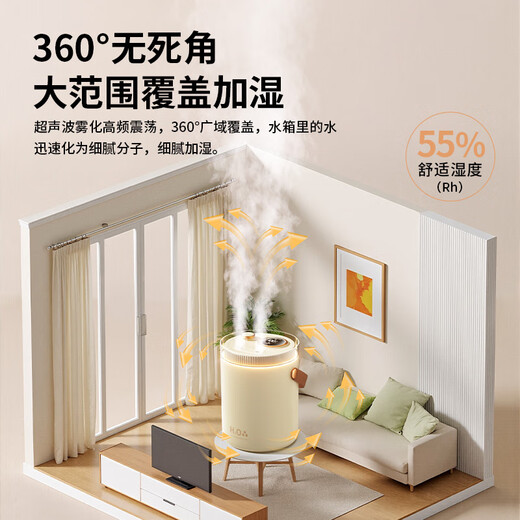 Carleo USB Humidifier Bedroom Light Sound Baby Office Desktop Extra Large Capacity Intelligent Humidification Dual Nozzles Large Mist Volume Humidification Purifies Air Nano Atomization Plug-in Model