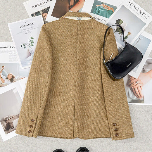 Shechi Sheep Wool Lapel Suit Jacket Women's 2025 Autumn New Maillard Style Casual Suit