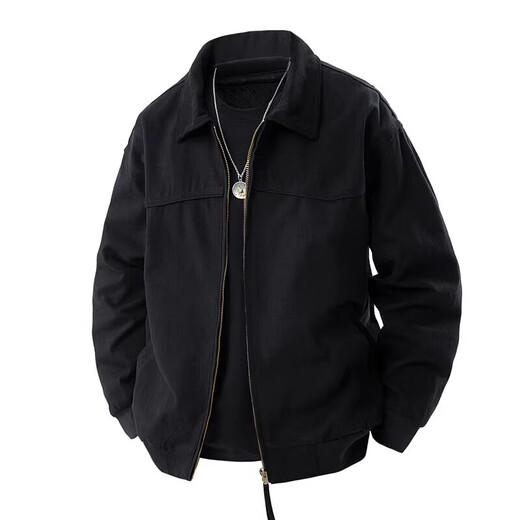 POUM American retro Detroit jacket men's spring and autumn cleanfit work jacket trendy brand high-end lapel top NJN-WT187 gray XL