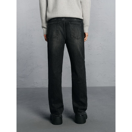 GXG Men's Wear Shopping Mall Same Style Washed Gray Jeans Men's Straight Commuting Trousers Dark Gray 175/L