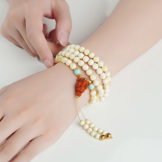 Potala Palace 18K gold beeswax southern red and turquoise beads multi-circle bracelet necklace men and women transfer beads bracelet birthday gift
