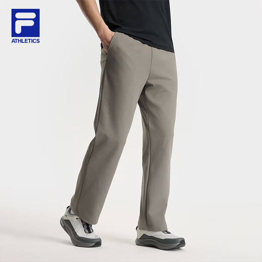 FILA Official Men's Knitted Pants 2025 Autumn New Fitness Sports Simple Loose Straight Pants Wooden Brown-BN XL 180/88A/XL