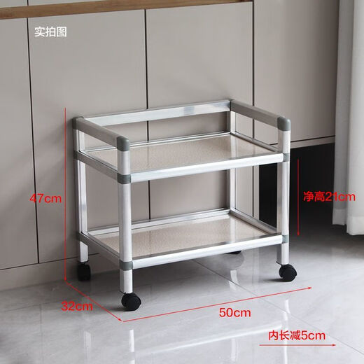 Shantou Lincun physiotherapy multi-layer storage rack trolley beauty salon special trolley eyelash salon dental instrument hand push tool trolley off-white three-layer extra large 62x35x82 thick square tube style