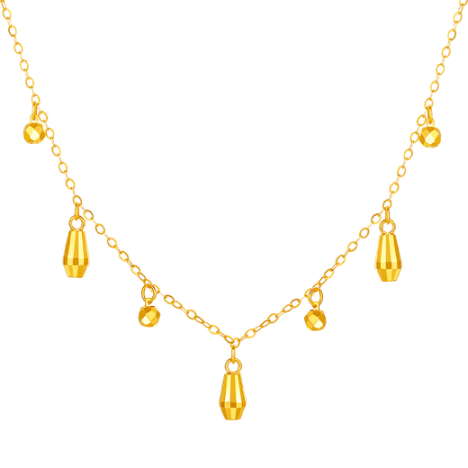 Saturday Blessing Yellow 18K Gold Necklace Women's Smart Water Drop Color Gold Necklace Birthday Gift C0622087 40+5cm