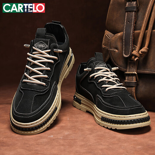 CARTELO Men's Shoes Autumn and Winter Trendy 2025 Shoes Men's Fashion Casual Shoes Men's Slip-on Martin Shoes Black 40