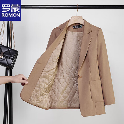 ROMON quilted black suit jacket for women autumn and winter new thickened top small casual cotton suit suit quilted style-single black suit M slim version