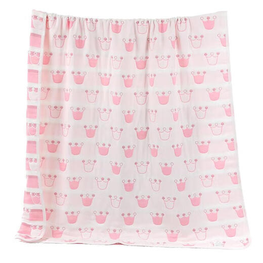 Mufan (mufan) towel quilt pure cotton 6-layer gauze baby blanket Class A newborn child baby air-conditioned quilt student nap blanket Crown powder 150*200cm