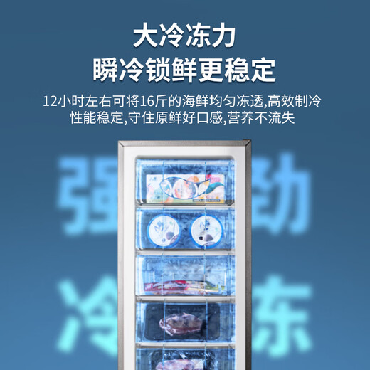 Xia Xin vertical freezer household uniform cooling full temperature zone full freezing small freezer energy saving first-class energy efficiency first-class energy efficiency six-layer drawer 148L upgraded thickened version