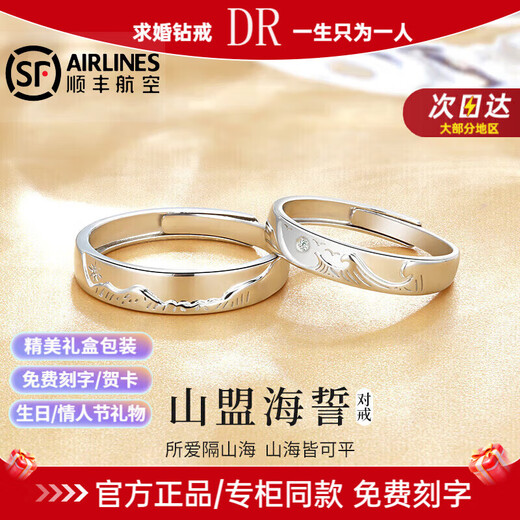 DR Everlasting Oath Platinum Couple Ring PT950 Platinum Pair of Rings Proposal Valentine's Day Birthday Gift for Girlfriend Everlasting Oath-Female Ring