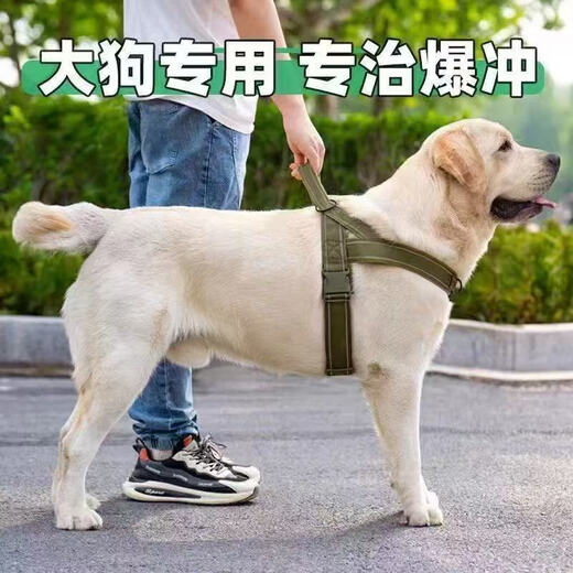 Dog Leash Large Dog Harness Vest Collar Horse Dog Golden Retriever German Shepherd Collar Dog Leash Tactical Harness Khaki (excluding rope) M size (chest 59-70cm recommended 25-40Jin Jin equals 0.5kg)