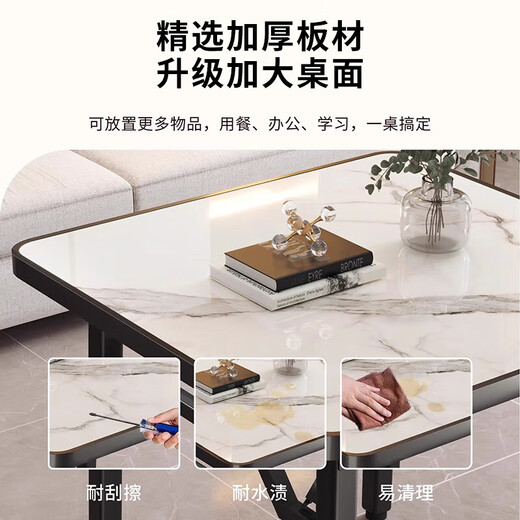 Yulin Foldable Table Home Small Apartment Dining Table Special for Egg Breaking Outdoor Table Square Small Table YLZ05 White Marble Pattern - Thickened, Stable and Does Not Block Legs 80cm