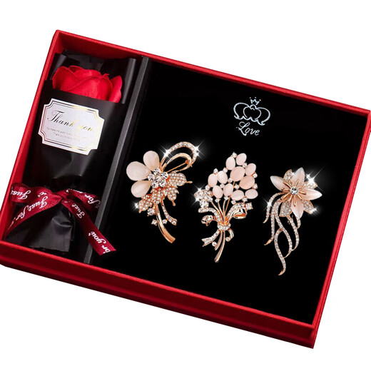 SENDME high-end brooch gift box fashion versatile corsage brooch 2025 new women's birthday gift for girlfriend and wife fashion flower brooch 3 pieces gift box