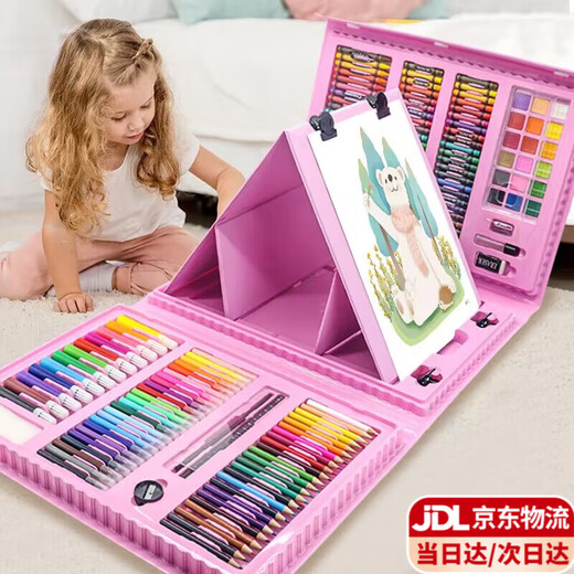 Haofanjie Brush Set Painting Gift Box 5 Painting 10 Children's Educational 9 Toys 6-12 Years Old 9 Girls and Boys Birthday Gifts 7 Deluxe Edition Set with Easel Toys for Girls Washable Toddler Coloring Pens