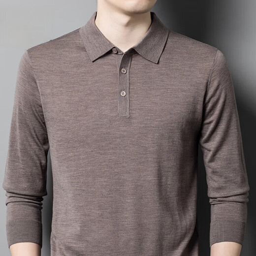 Deer King Optim high-end worsted cashmere sweater men's thin 100 pure cashmere long-sleeved lapel T-shirt middle-aged casual warm sweater black green thick M recommended 125Jin Jin equal to within 0.5 kg