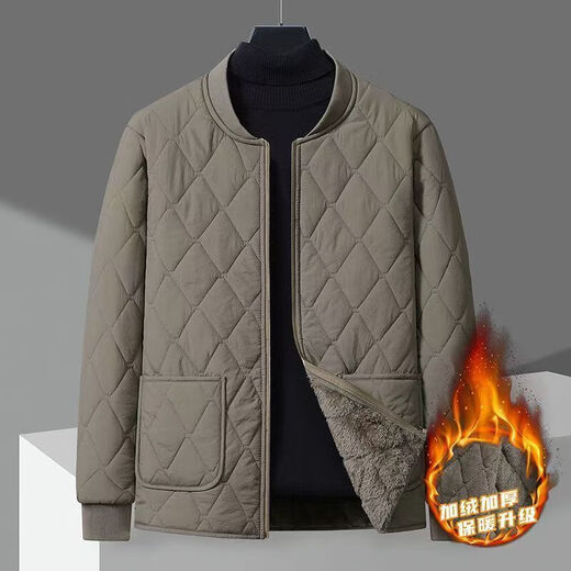 Men's lining cotton-padded jacket winter plus velvet thickened short style inner-wearing office worker base warm school uniform artifact cotton jacket navy blue zipper XL 120-140Jin Jin is equal to 0.5 kg