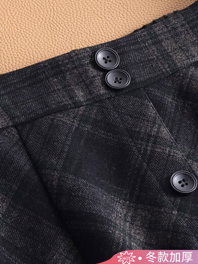 ROMON High Waist A-Line Winter Skirt Plaid Woolen Half Skirt Women's Autumn and Winter Thickened Mid-Length Umbrella Skirt 2025 New Style Plaid M Recommended 90-100Jin Jin is equal to 0.5 kg