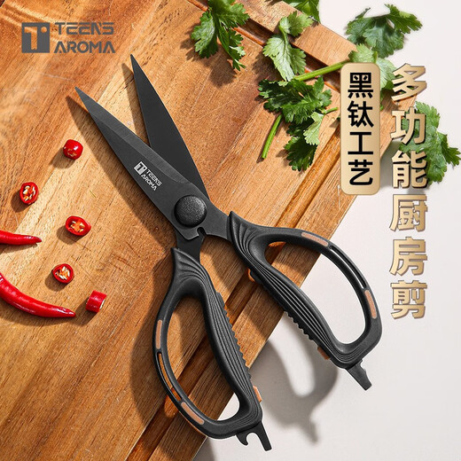 特恩斯厨房专用剪家用大号多功能不锈钢镀钛防锈剪子 钛岩黑