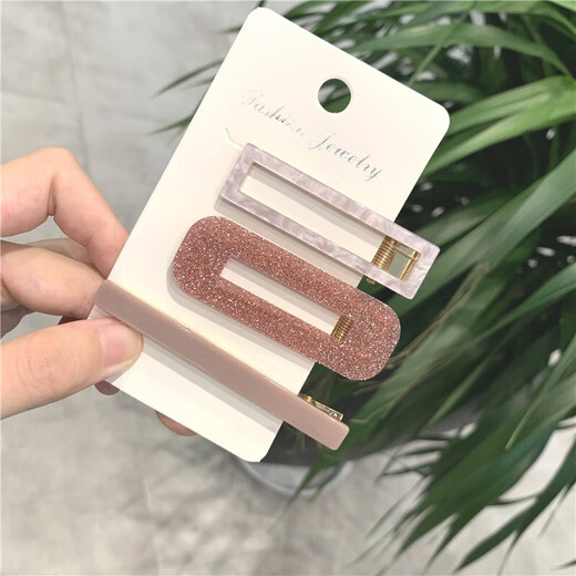 Xiao Panda one-word hairpin Internet celebrity candy-colored bangs clip Japanese style hairpin girl simple hairpin cute side clip duckbill clip pink hairpin three-piece set