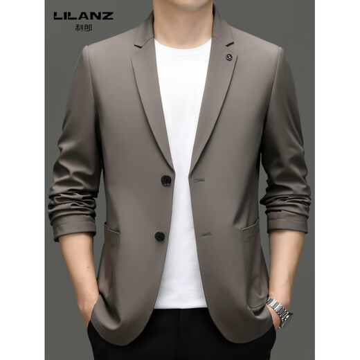Lilan men's casual suit spring and autumn new business middle-aged thin single suit jacket men's high-end suit top khaki 2XL 185 size